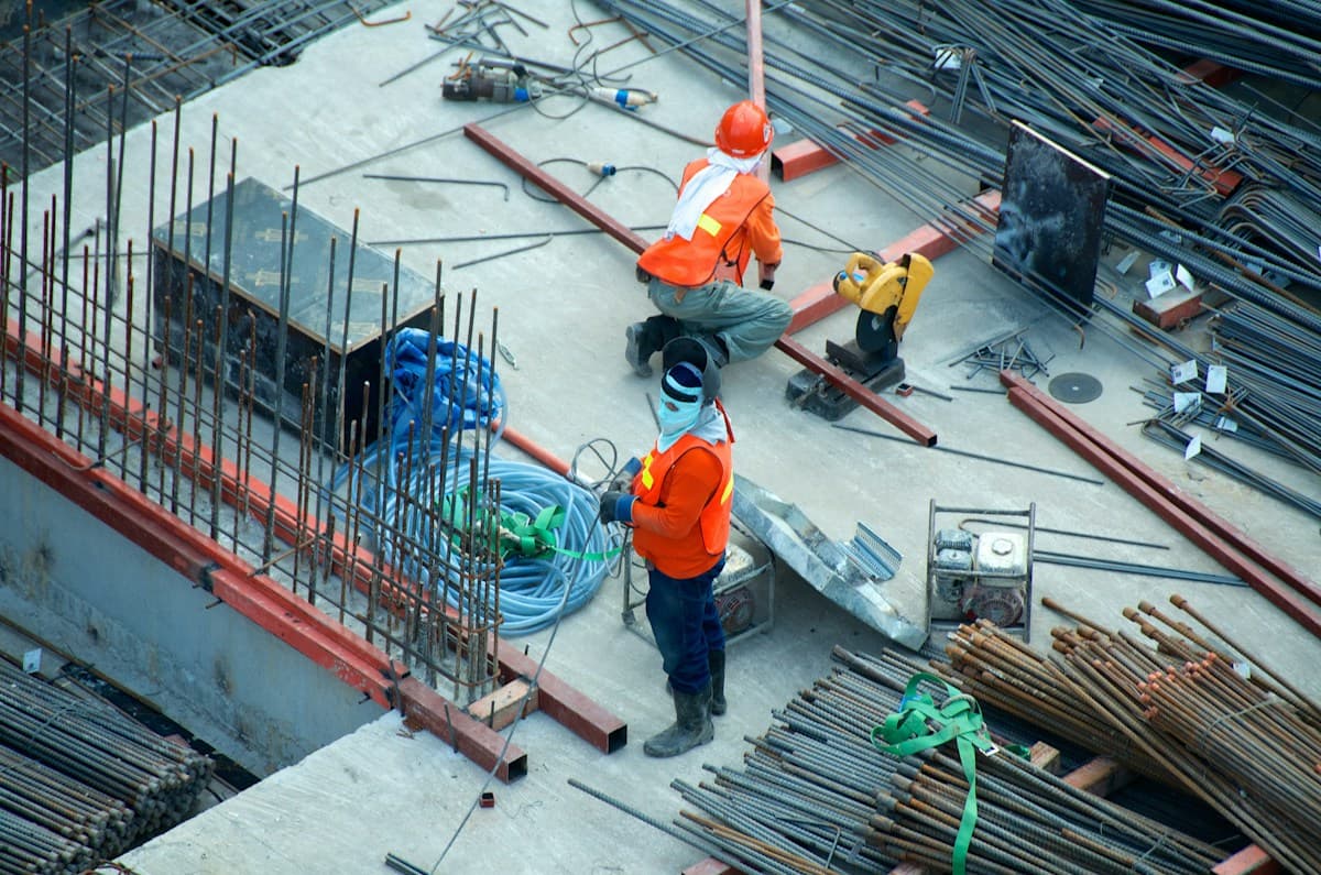 Construction work on an industrial structure